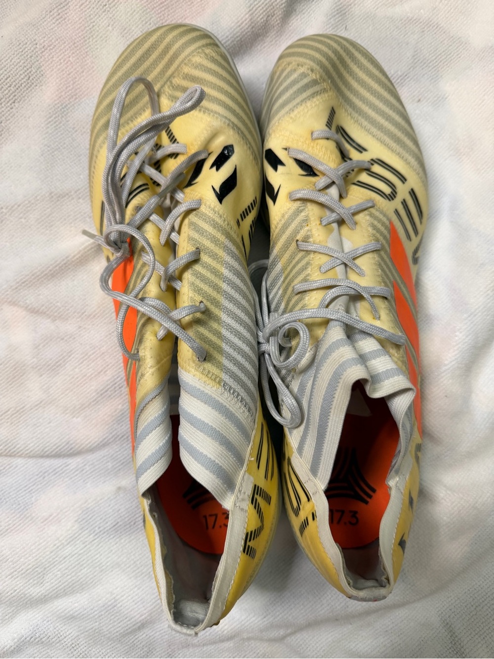 Messi indoor soccer cleats adidas Gray and White Shoe Interior Label View